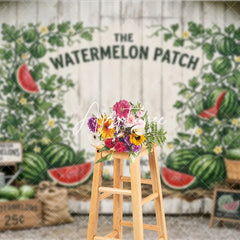 Aperturee - Aperturee Rustic White Wood Watermelon Patch Photography Backdrop Summer Farm Harvest Party Decor