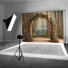 Aperturee - Aperturee Rustic Winter Wedding Arch Backdrop Pinecone and Berries Decor Enchanted Forest Holiday Photography Props