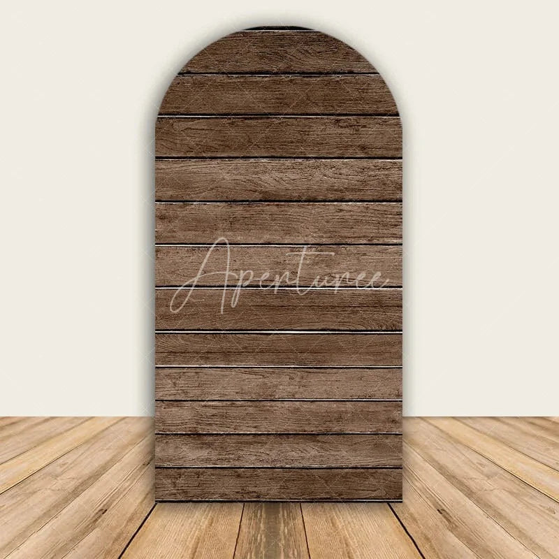 Aperturee - Aperturee Rustic Wood Arch Backdrop Farmhouse Wooden Wall Photo Prop Country Wedding Bridal Shower Decor