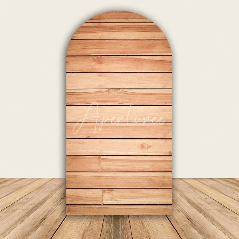Aperturee - Aperturee Rustic Wood Arch Backdrop Farmhouse Wooden Wall Photo Prop Country Wedding Bridal Shower Decor