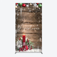 Aperturee - Aperturee Rustic Wood Christmas Candle Rectangle Arch Backdrop Winter Holiday Snowflakes and Ornaments Party Decor