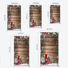 Aperturee - Aperturee Rustic Wood Christmas Candle Rectangle Arch Backdrop Winter Holiday Snowflakes and Ornaments Party Decor