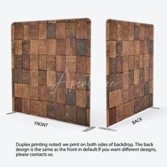 Aperturee - Aperturee Rustic Wood Mosaic Double-Sided Tension Fabric Backdrop 3D Blocks for Farmhouse Party Photo Booth Background