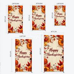 Aperturee - Aperturee Rustic Wood Panel Happy Thanksgiving Autumn Leaves and Pumpkins Rectangle Arch Backdrop Festive Fall Harvest Decor