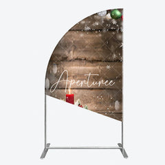 Aperturee - Aperturee Rustic Wooden Christmas Half Moon Arch Backdrop with Ornaments Snowflakes Candle and Gift for Winter Holiday Party