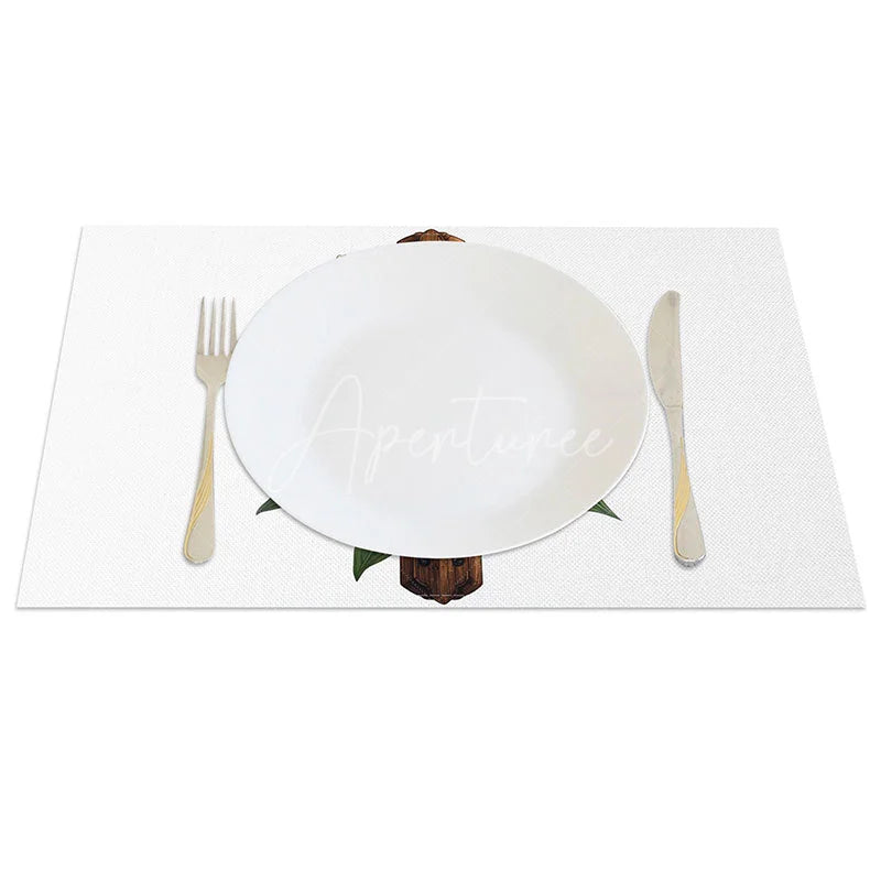 Aperturee - Aperturee Rustic Wooden Cross Set of 4 Placemats White Lily Flower Religious Table Mats Easter Church Event Dining Decoration
