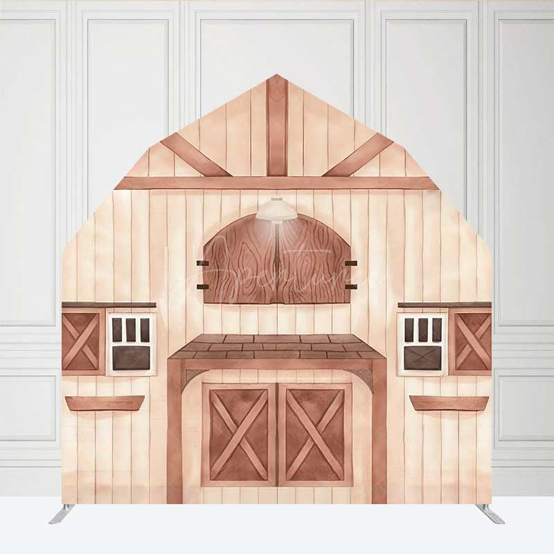 Aperturee Aperturee Rustic Wooden Farm House Barn Door Arch Backdrop
