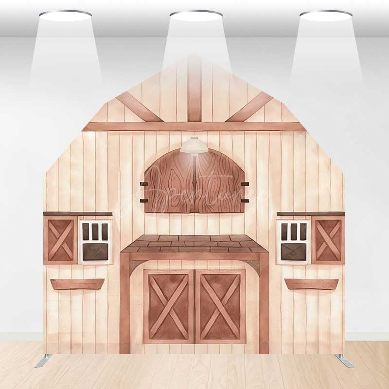 Aperturee Aperturee Rustic Wooden Farm House Barn Door Arch Backdrop