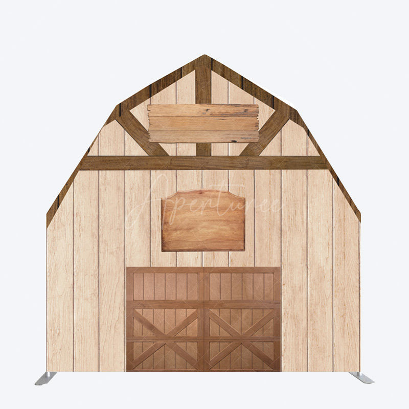 Aperturee - Aperturee Rustic Wooden Farm House Barn Door Arch Party Backdrop
