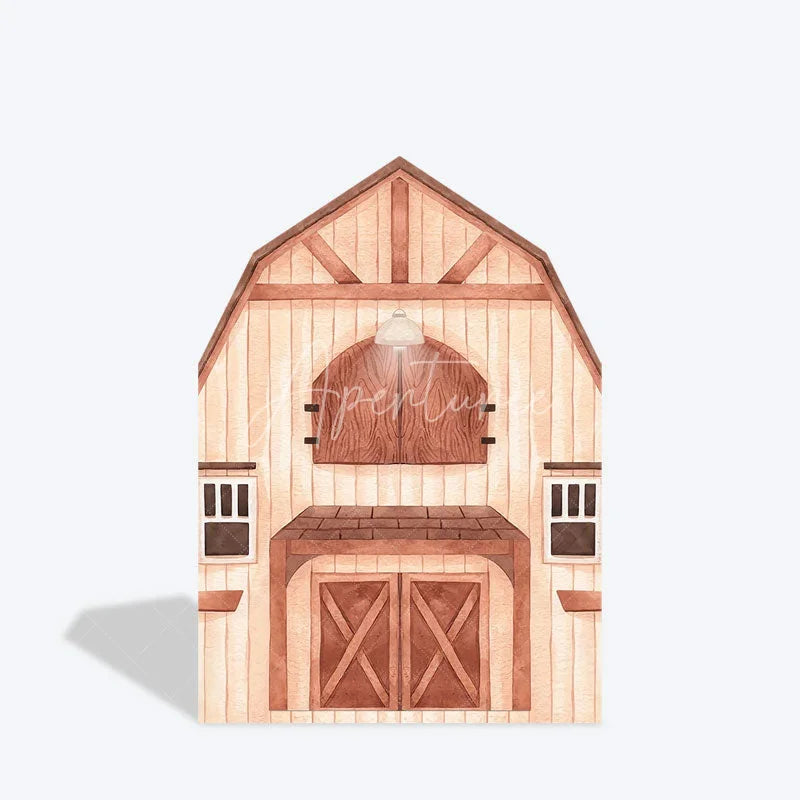 Aperturee - Aperturee Rustic Wooden House Barn Door Arch Party Backdrop