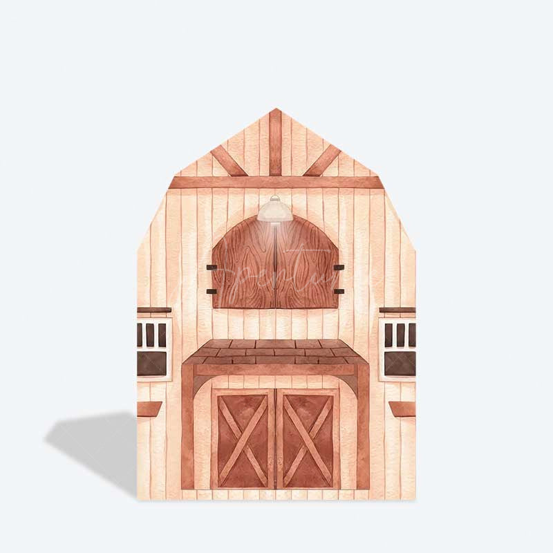 Aperturee Aperturee Rustic Wooden House Barn Door Arch Party Backdrop