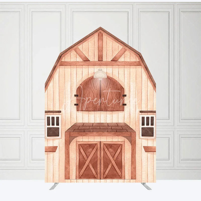 Aperturee - Aperturee Rustic Wooden House Barn Door Arch Party Backdrop