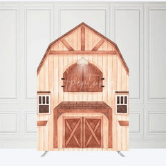 Aperturee - Aperturee Rustic Wooden House Barn Door Arch Party Backdrop