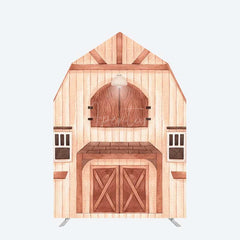 Aperturee Aperturee Rustic Wooden House Barn Door Arch Party Backdrop