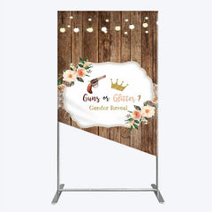 Aperturee - Aperturee Rustic Wooden Plank Cowboy and Glitter Crown Gender Reveal Rectangle Backdrop Kit String Lights Decor
