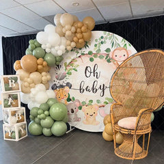 Aperturee - Aperturee Safari Animals Oh Baby Wild Baby Shower Round Backdrop