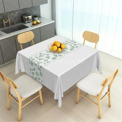 Aperturee - Aperturee Sage Green Abstract Spot Band Rectangle Tablecloth White Modern Pattern Table Cover for Party