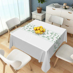 Aperturee - Aperturee Sage Green Abstract Spot Band Rectangle Tablecloth White Modern Pattern Table Cover for Party