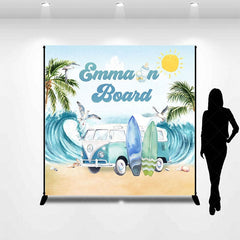 Aperturee - Aperturee Sand Beach Surfboard Custom Name Baby Shower Backdrop