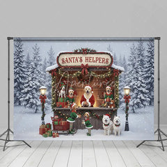 Aperturee - Aperturee Santa Helpers Dog Backdrop Puppy Elf Stand Photography Background Winter Snow Pet Lover Holiday Party Decoration