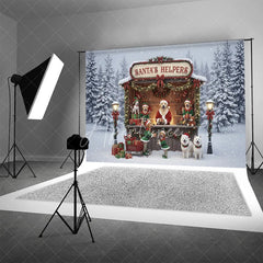 Aperturee - Aperturee Santa Helpers Dog Backdrop Puppy Elf Stand Photography Background Winter Snow Pet Lover Holiday Party Decoration