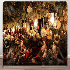 Aperturee - Aperturee Santa Store Lighted Christmas Pillow Cover Backdrop