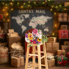 Aperturee - Aperturee Santa’s Mailroom Photo Booth Backdrop Letters to Santa Workshop North Pole Christmas Mini Session Background