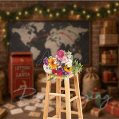 Aperturee - Aperturee Santa’s Mailroom Photography Backdrop Letters to Santa Workshop North Pole Christmas Mini Session Background