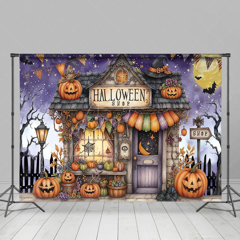 Aperturee - Aperturee Scary Pumpkin Cabin Happy Halloween Photo Backdrop