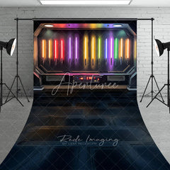 Aperturee - Aperturee Sci-Fi Glowing Laser Swords Armory Backdrop Space Spaceship Interior Photography Background for Boy Portrait