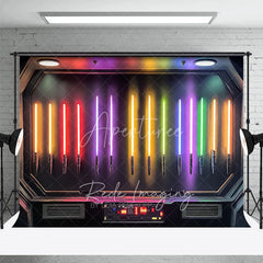 Aperturee - Aperturee Sci-fi Lightsaber Collection Backdrop Neon Rainbow Laser Sword Galaxay Space Theme Futuristic Studio Background