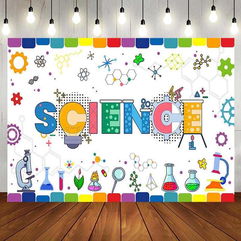 Aperturee - Aperturee Science Colorful Chemical Reagents Birthday Backdrop