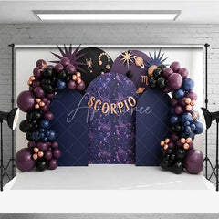 Aperturee - Aperturee Scorpio Zodiac Photography Backdrop Dark Purple and Black Scorpio Birthday Party Background
