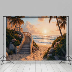 Aperturee - Aperturee Seaside Vacation Villa Summer Beach Sunset Backdrop