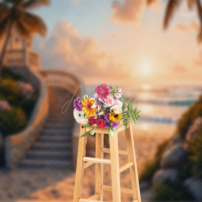 Aperturee - Aperturee Seaside Vacation Villa Summer Beach Sunset Backdrop