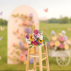 Aperturee - Aperturee Serene Sunlit Field Spring Butterfly Wedding Backdrop
