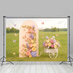 Aperturee - Aperturee Serene Sunlit Field Spring Butterfly Wedding Backdrop