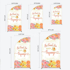 Aperturee - Aperturee She Found Her Main Squeezer Half Moon Arch Backdrop Pink Floral Citrus Bridal Shower Engagement Party Decor