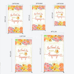Aperturee - Aperturee She Found Her Main Squeezer Quote Rectangle Arch Backdrop Citrus Floral Bridal Shower Engagement Party