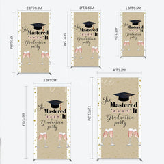 Aperturee - Aperturee She Mastered It 2026 Graduation Rectangle Backdrop Gold Star and Champagne Party Cover