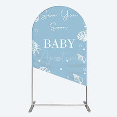 Aperturee Aperturee Shell Blue Sea You Soon Baby Shower Arch Backdrop