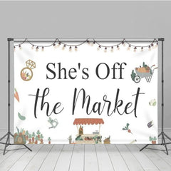 Aperturee - Aperturee She’s Off the Market Bridal Shower Backdrop Rustic Farmer’s Market Theme Engagement Party Photo Booth Decor