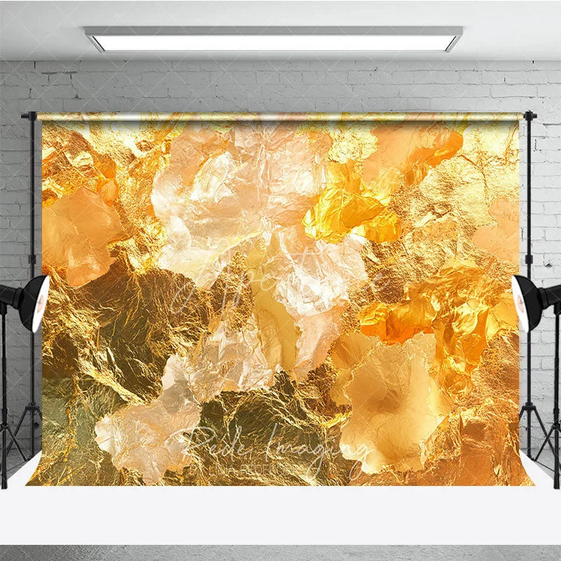 Aperturee - Aperturee Shimmering Gold Foil Texture Photography Backdrop Elegant Abstract Metallic Background for Studio and Events