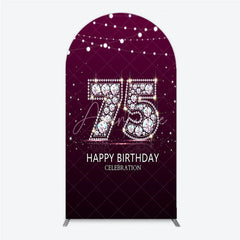 Aperturee - Aperturee Shimmering Purple Diamond 75th Happy Birthday Celebration Arch Backdrop Kit Elegant Party Decor