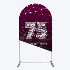 Aperturee - Aperturee Shimmering Purple Diamond 75th Happy Birthday Celebration Arch Backdrop Kit Elegant Party Decor