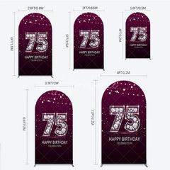 Aperturee - Aperturee Shimmering Purple Diamond 75th Happy Birthday Celebration Arch Backdrop Kit Elegant Party Decor