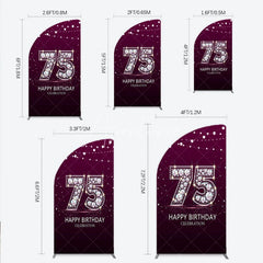 Aperturee - Aperturee Shimmering Purple Diamond 75th Happy Birthday Celebration Half Moon Arch Backdrop Kit Elegant Party Decor