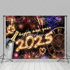 Aperturee - Aperturee Shiny 2025 New Years Eve Celebration Clock Holiday Backdrop