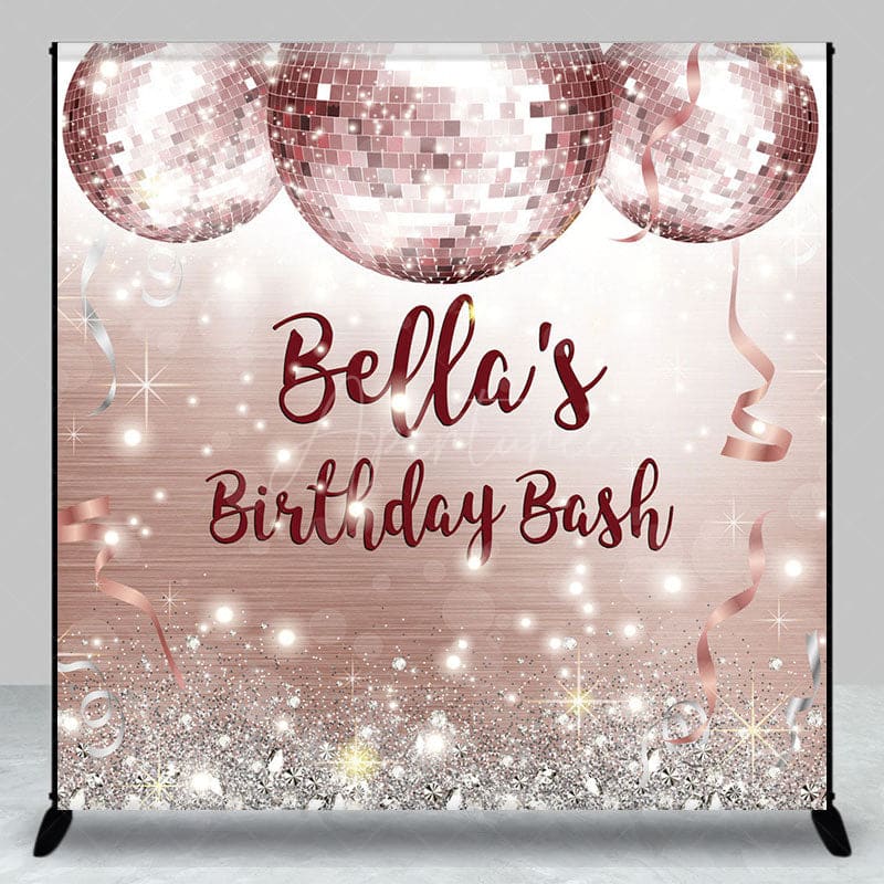 Aperturee - Aperturee Shiny Disco Ball Glitter Custom Birthday Backdrop