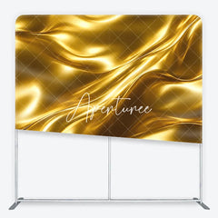 Aperturee - Aperturee Shiny Golden Liquid Wavy Abstract Square Double-Sided Backdrop Elegant Luxury Party Decor